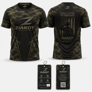 เสื้อยืด ZIAKOT ดีไซน์ใหม่สำหรับผู้ชาย ลายพรางมะกอก-ดำ รำลึกถึงการเสียสละ - Product Image 1