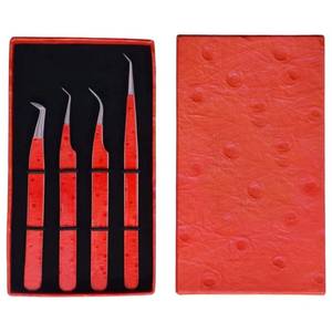 ชุดแหนบต่อขนตาแบบแม่นยำ สแตนเลสสตีล บรรจุกล่องสีแดง ปลายเรียบ ชุด 4 ชิ้น - Product Image 6