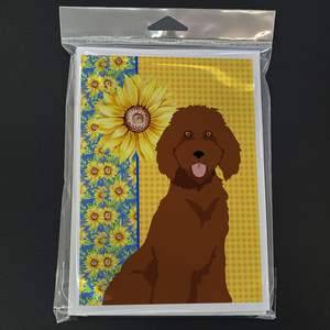 Tournesols d'été fantaisistes A7 Taille 5x7 Cartes vierges Standard Red Caniche Carte de vœux Pack de 8 enveloppes pour notes personnelles - Product Image 3