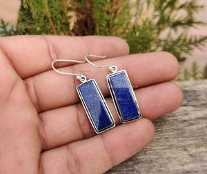 Handmade 925 Solid <b>Sterling</b> <b>Silver</b> Dangle <b>Earrings</b> for Women Smooth Oval Stone Jewelry - Product Image 5