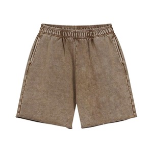Shorts en molleton 100 % coton de haute qualité, délavage vintage, tissu molletonné épais avec logo de marque personnalisé pour l'approvisionnement en vêtements - Product Image 2