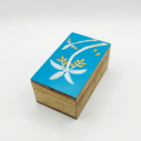Boîte de rangement artisanale personnalisée OEM ODM en résine bleu turquoise et incrustation de perles en forme de palmier DECORYUG