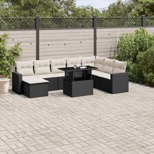Conjunto de Sofás Modulares Grandes de Ratán PE Negro para Jardín, Muebles de Exterior Elegantes y Duraderos - Product Image 1