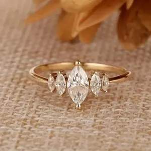כסף סטרלינג 925 לבן מויסניט טבעת בצורת מרקיזה שרשרת חתונה תכשיטים מותאמים אישית
