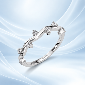 Bague de fiançailles en or 10K 14K 18K ou argent 925 935 pour femme, avec diamant de laboratoire taille ronde inspiré de la nature et motif feuille moderne - Product Image 1