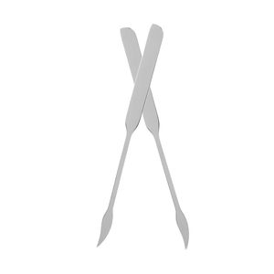 Ergonomic Curved Stainless Steel Cosmetic Spatula Set Dual Piece <b>Foundation</b> Mixing Tool Professional Makeup Blending Instruments - Product Image 1