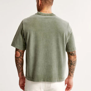 T-shirts vierges de haute qualité pour hommes, 100 % coton Pima biologique, 300 GSM, coupe oversize, effet délavé à l'acide - Product Image 5