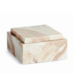 Caja de Almacenamiento de Mármol Marrón, Organizador de Piedra Natural de Lujo, Contenedor Decorativo de Mármol, Caja de Vanidad Hecha a Mano, Decoración Elegante para Mesa - Product Image 1