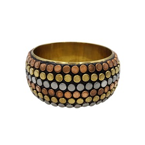 Bracelet manchette extensible en laiton avec incrustation de pierres noires et bleues, bijou unisexe pour mariage et fête - Product Image 4