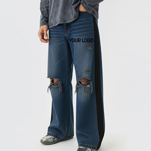 Frayed Detail Distressed Jeans Designed For Urban Streetwear And Daily Fashion - Product Image 4