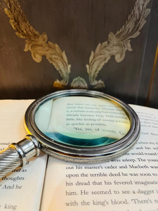 Loupe de lecture vintage en métal artisanal avec poignée torsadée, loupe de poche chromée antique, loupe de bureau classique - Product Image 6