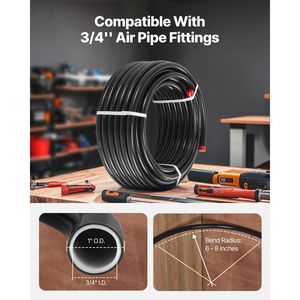 Kit Tubo per Compressore d'Aria in HDPE-Alluminio 100FT X 3/4'', Parti per Compressore Industriale, Antiperdita, Resistente alla Pressione, Facile da Installare - Product Image 3