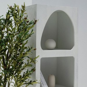 Étagère peinte en blanc Vandana Merino Solace, design de meuble de rangement en bois moderne et minimaliste - Product Image 2
