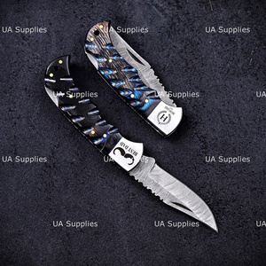 UA Supplies DIY Grade Handmade Carbon Steel Camping Folding Utility Knife Clip Point Blade Wood Handle Straight Edge 6.5 - Product Image 6