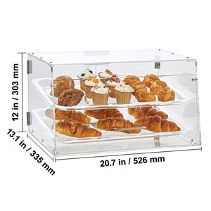 Vetrina Espositiva Commerciale a 2 Livelli per Pasticceria, Espositore in Acrilico con Accesso Posteriore e Accessori Rimovibili - Product Image 4