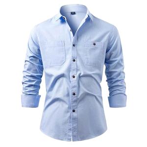 Camisa de Mezclilla a Cuadros para Hombre, Marca Solid International, Mezcla de Algodón y Spandex, Antiarrugas, Secado Rápido, Ecológica, Manga Larga - Product Image 6