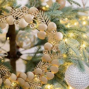 Couronne de feuilles d'eucalyptus en métal de luxe avec fleurs, guirlande florale élégante en laiton pour Noël et la décoration de mariage européen - Product Image 2