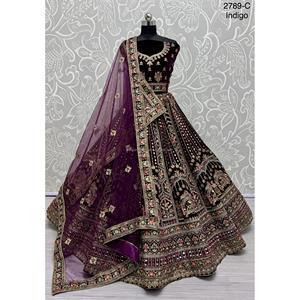 Collections de velours de vêtements de mariée indiens pour la mariée avec le travail de Zarkhan par Fabzone - Product Image 6