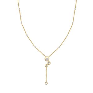 Collar con Colgante de Luna con Triple Halo de Diamantes en Oro Rosa de 14K, Joyería Fina y Delicada para Mujer, Regalo Celestial de Aniversario - Product Image 2