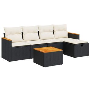 Divano da 6 pezzi in Poly Rattan nero con cuscini mobili da esterno - Product Image 2