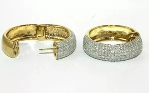 Tishya Diamond Moissanite Earrings 925 Sterling <b>Silver</b> Gold Plated Luxury Wedding Band for Women - Product Image 2