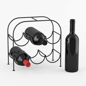 Rustic Metal Countertop Wine Rack 6 Bottle <b>Freestanding</b> Wrought Iron Wine Bottle Holder For Kitchen Storage Black Powder Coated - Product Image 2