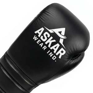 Askar Wear Ind. Boxing Gloves <b>Leather</b> Lace-Up Black Breathable Adult Training Gear - Product Image 4