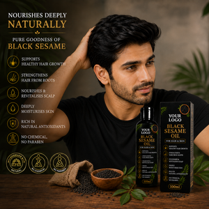 Huile de sésame noir en marque privée pour les cheveux et les massages cutanés |   Huile capillaire naturelle au sésame pour nourrir le cuir chevelu, soigner les cheveux et hydrater la peau - Product Image 5