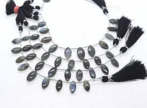 Flashy <b>Labradorite</b> Smooth Marquise Cut Side Drill Gemstone Beads 7x14-8x16 MM <b>Labradorite</b> Fancy Shape Plain Loose Beads 5 Inch - Product Image 5