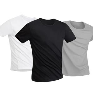 Logo imprimé personnalisé pour homme, vêtements de sport, en coton, manches courtes, hauts de gymnastique, T-shirts unis, épaules tombantes, chemise vierge, 250 g/m² - Product Image 2