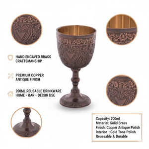 Handmade Brass Chalice Royal Engraved <b>Goblet</b> Vintage Metal Cup | Medieval Decorative Collectible Premium Quality Indian Export - Product Image 6