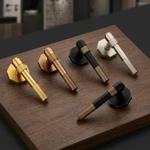 Ensemble de poignées de porte à mortaise de qualité supérieure avec finition en acier inoxydable antique, graphite noir, CP, noir PVD, or PVD, or rose PVD, noir, luxe - Product Image 2