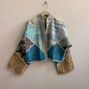 เสื้อแจ็คเก็ตแฮนด์เมดแบบคันธาหลากหลายแบบ สไตล์โบโฮฮิปปี้แบบกลับด้านได้ สำหรับผู้หญิง - Product Image 1