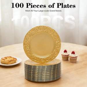 Assiette de présentation ronde décorative Or et Argent pour Mariage, Événement, Hôtel, Restaurant, Décoration de Table - Product Image 1