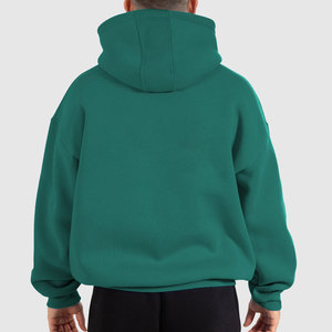 Sudadera con Capucha Verde para Hombre, Corte Regular, Color Sólido, Felpa de Algodón, Estilo Casual para Otoño, Sudadera Vintage - Product Image 2