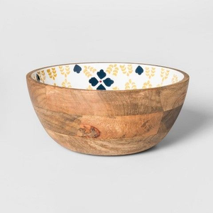 Tazón para ensalada o vajilla de madera con diseño esmaltado interior Royal Design, precio mayorista, para cocina o servicio de mesa - Product Image 1