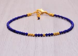 Pulsera con Dijes de Lapislázuli, Gema Facetada Delicada, Plata de Ley 925, Chapado en Oro de 14K, Joyería de Cristal Azul Natural, Regalo - Product Image 6