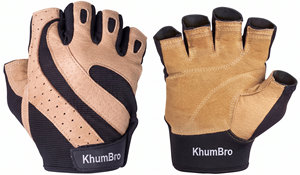 Gants de sport en cuir marron à demi-doigts pour la musculation, unisexes, avec support de poignet rembourré, antidérapants, à enfiler - Product Image 3