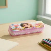 Estuche de Lápices de Color Rosa X-ULTRA de la Mejor Calidad, Estuche Escolar de Plástico Duro y Duradero para Niños, Bolígrafos, Lápices, Borrador, Sacapuntas, Clip