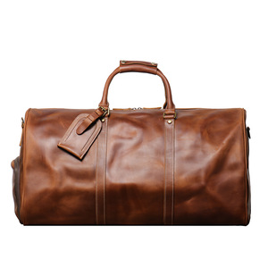 Sac de voyage en cuir pour homme, forme rectangulaire, poignée supérieure, fermeture éclair, capacité 36-56L, durable - Product Image 1