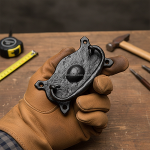 Poignée de tirage en fer noir texturé pour armoires de cuisine, meubles d'hôtel et tiroirs rustiques - Durable et écologique - Product Image 3