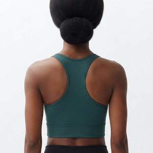 Soutien-gorge de sport dos nageur pour femme, vert uni, maintien moyen, respirant, sans coutures, pour yoga et entraînement, fabricant - Product Image 6