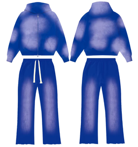 Conjunto de Sudadera Corta con Efecto Ácido y Pantalones Jogger de Pierna Ancha para Mujer, con Logotipo Personalizado, Ropa Urbana al por Mayor - Product Image 1