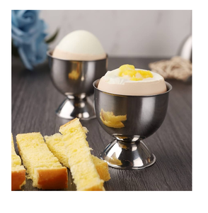 Lot de 4 coupelles à œufs durs en acier inoxydable, très demandées, pour le petit-déjeuner, à prix réduit - Product Image 6