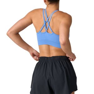 Sujetador deportivo sin costuras para mujer, con espalda cruzada, acanalado, azul, push-up, para gimnasio, yoga, fitness, ropa deportiva, OEM, logotipo personalizado - Product Image 5