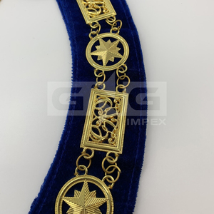 Collar Masónico Personalizado al por Mayor, Collar de Gran Oficial de la Casa Azul, Cadena de Metal con Filigrana Chapada en Oro, Revestimiento de Terciopelo Azul - Product Image 6