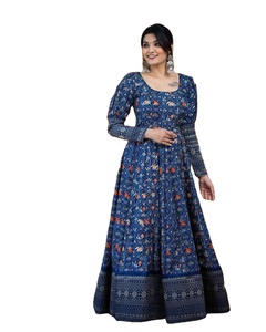 Vestidos de Fiesta Largos de Diseño para Mujer, Tradicionales, de Seda, Algodón, Rayón y Georgette, para Bodas, Eventos Casuales e Indios - Product Image 1