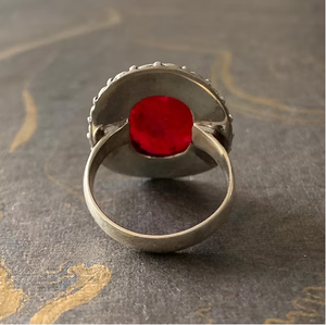 <b>Chunky</b> Ruby <b>Ring</b> 925 Sterling Silver Antique Oval Cut Gemstone Statement Filigree Design Jewelry Gift for Any Occasion - Product Image 5