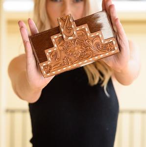 Cartera hecha a mano de estilo nacional para mujer, pelo Natural, otro triple con cierre a presión, RFID, moda Vintage - Product Image 4