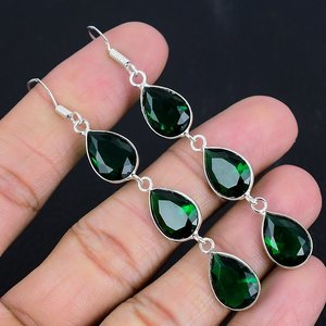Magnifiques boucles d'oreilles pendantes en pierres précieuses faites à la main, style Dangal, cadeau pour elle, unisexe, origine Rajasthan, occasion mariage - Product Image 6